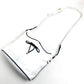 CELINE Shoulder Bag leather White x black Ribbon motif Women Used Authentic
