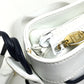 CELINE Shoulder Bag leather White x black Ribbon motif Women Used Authentic