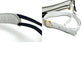 CELINE Shoulder Bag leather White x black Ribbon motif Women Used Authentic