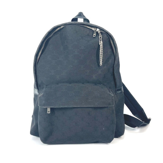 CELINE Backpack Canvas leather black triomphe logo mens Used Authentic
