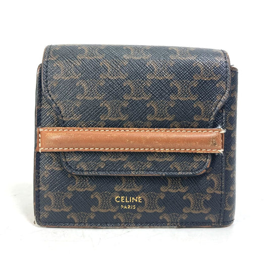 CELINE Folded wallet leather Brown Card Case triomphe wallet mens Secondhand Authentic