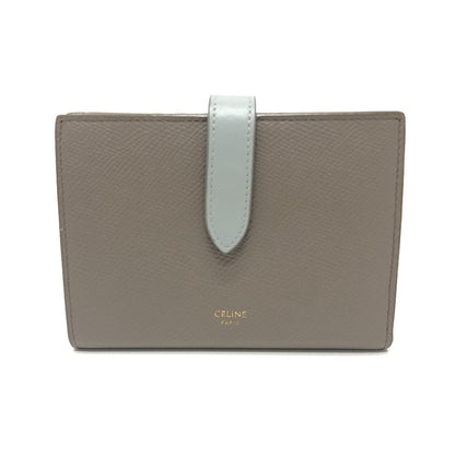 CELINE Folded wallet 10B643BRU leather gray Bicolor Medium Strap Wallet Women Used Authentic