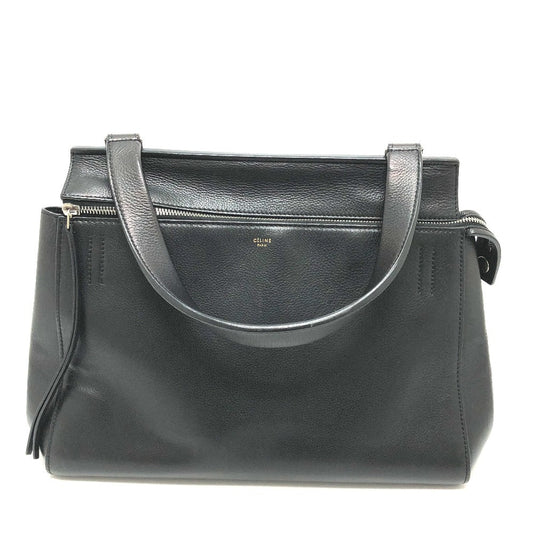 CELINE Shoulder Bag leather black Shoulder edge bag