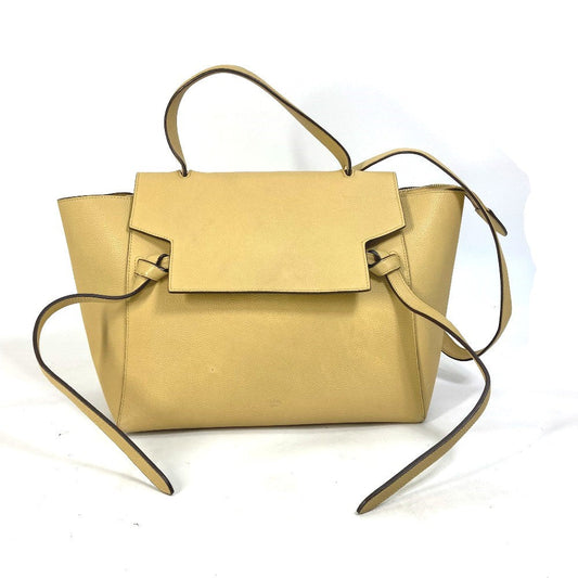 CELINE Shoulder Bag leather yellow Belt bag mini Women Used Authentic