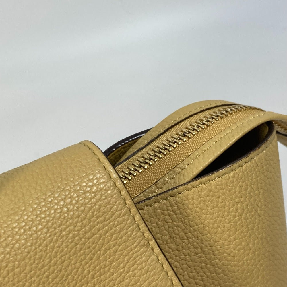 CELINE Shoulder Bag leather yellow Belt bag mini Women Used Authentic