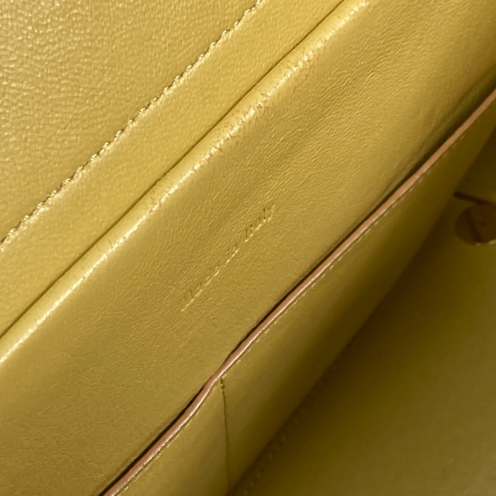 CELINE Shoulder Bag leather yellow Belt bag mini Women Used Authentic