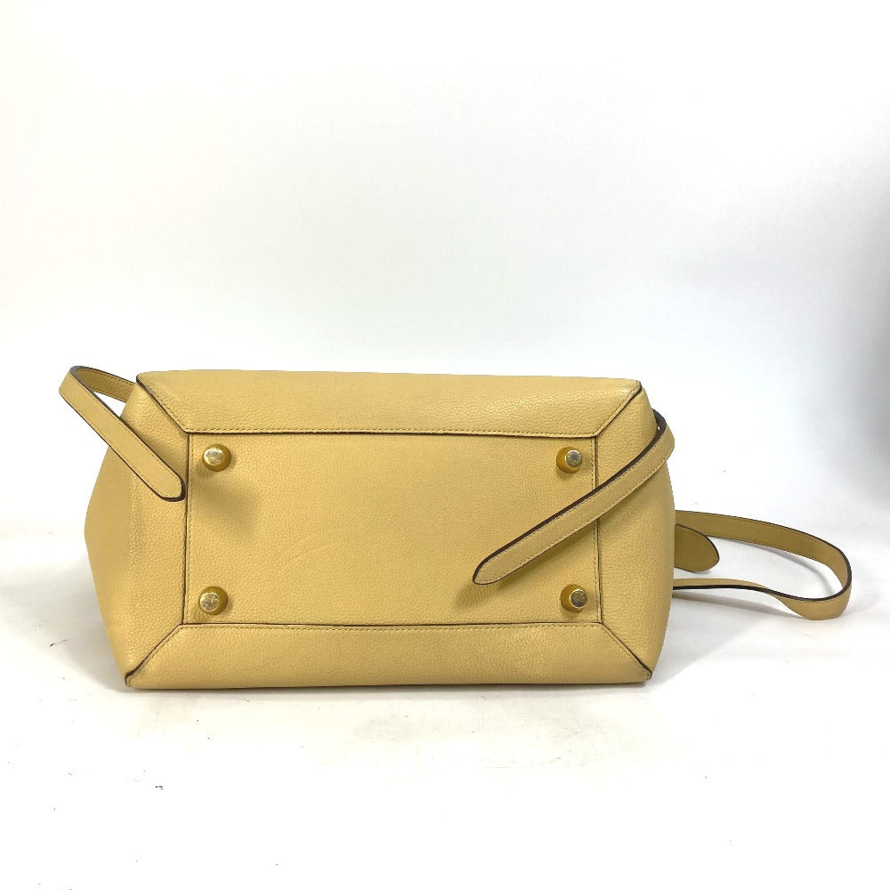 CELINE Shoulder Bag leather yellow Belt bag mini Women Used Authentic