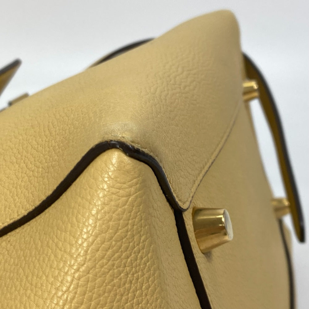 CELINE Shoulder Bag leather yellow Belt bag mini Women Used Authentic