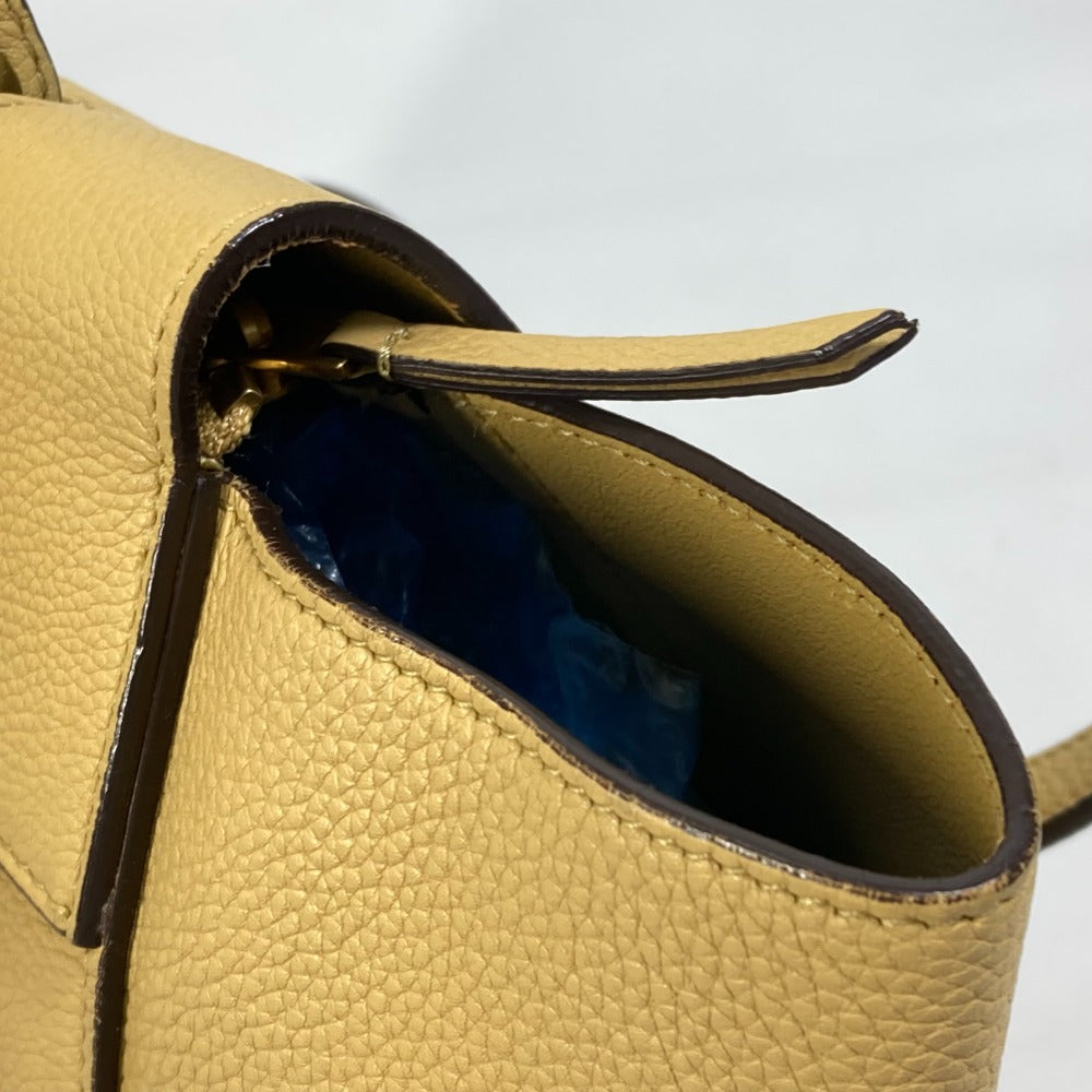 CELINE Shoulder Bag leather yellow Belt bag mini Women Used Authentic