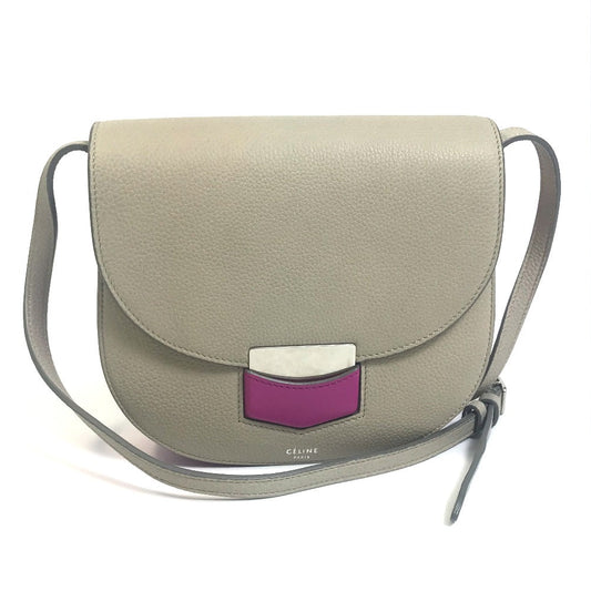 CELINE Shoulder Bag leather Gray x purple pink By color Trotter small Women Used Authentic