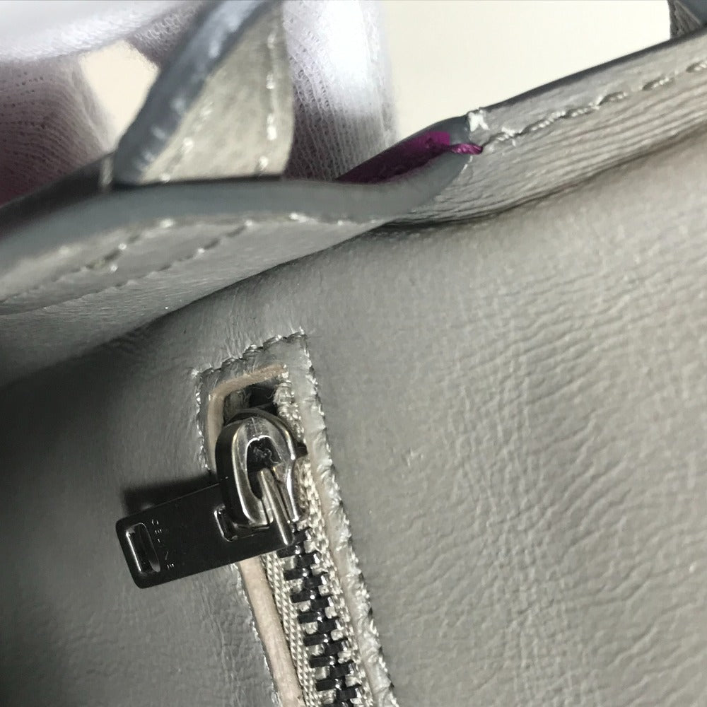CELINE Shoulder Bag leather Gray x purple pink By color Trotter small Women Used Authentic