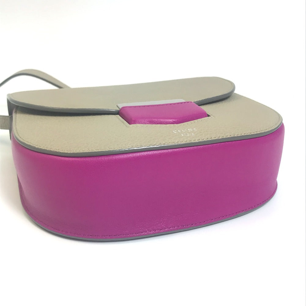 CELINE Shoulder Bag leather Gray x purple pink By color Trotter small Women Used Authentic