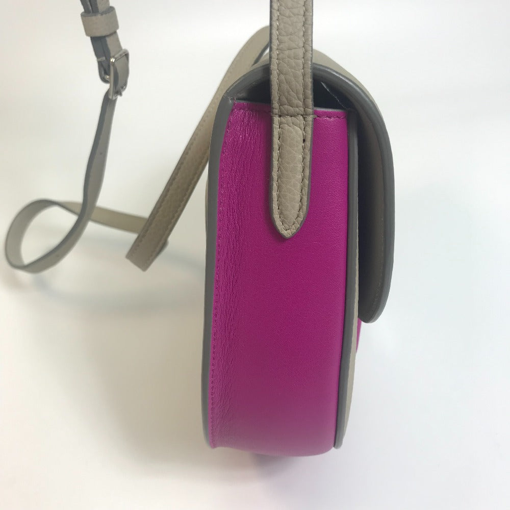 CELINE Shoulder Bag leather Gray x purple pink By color Trotter small Women Used Authentic