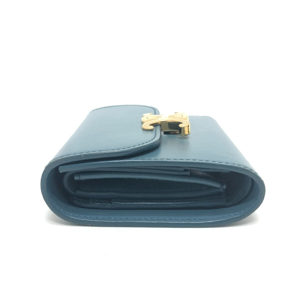 CELINE Trifold wallet leather blue Triomphe