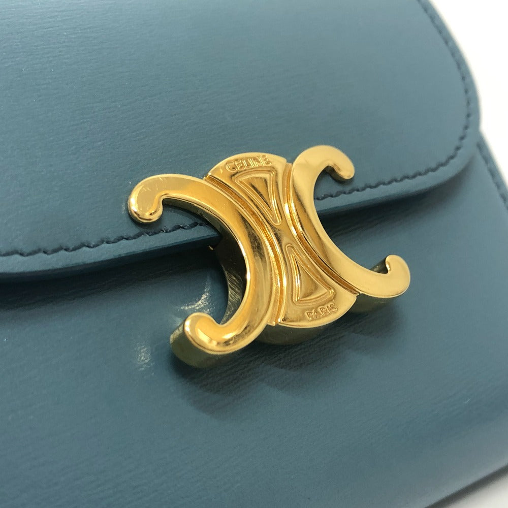 CELINE Trifold wallet leather blue Triomphe