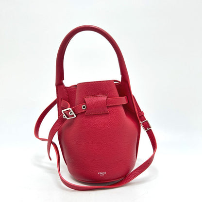 CELINE Shoulder Bag leather Red Big Bag Bucket Nano