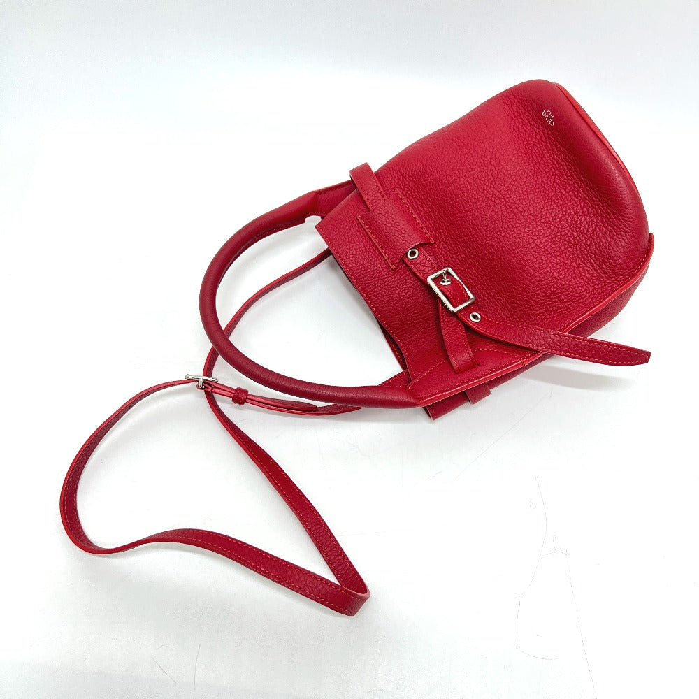 CELINE Shoulder Bag leather Red Big Bag Bucket Nano