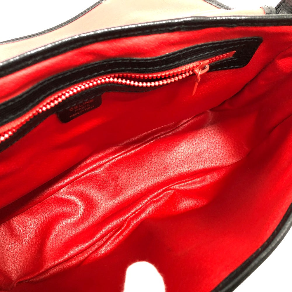 CELINE Shoulder Bag leather black Circle charm Women Used Authentic