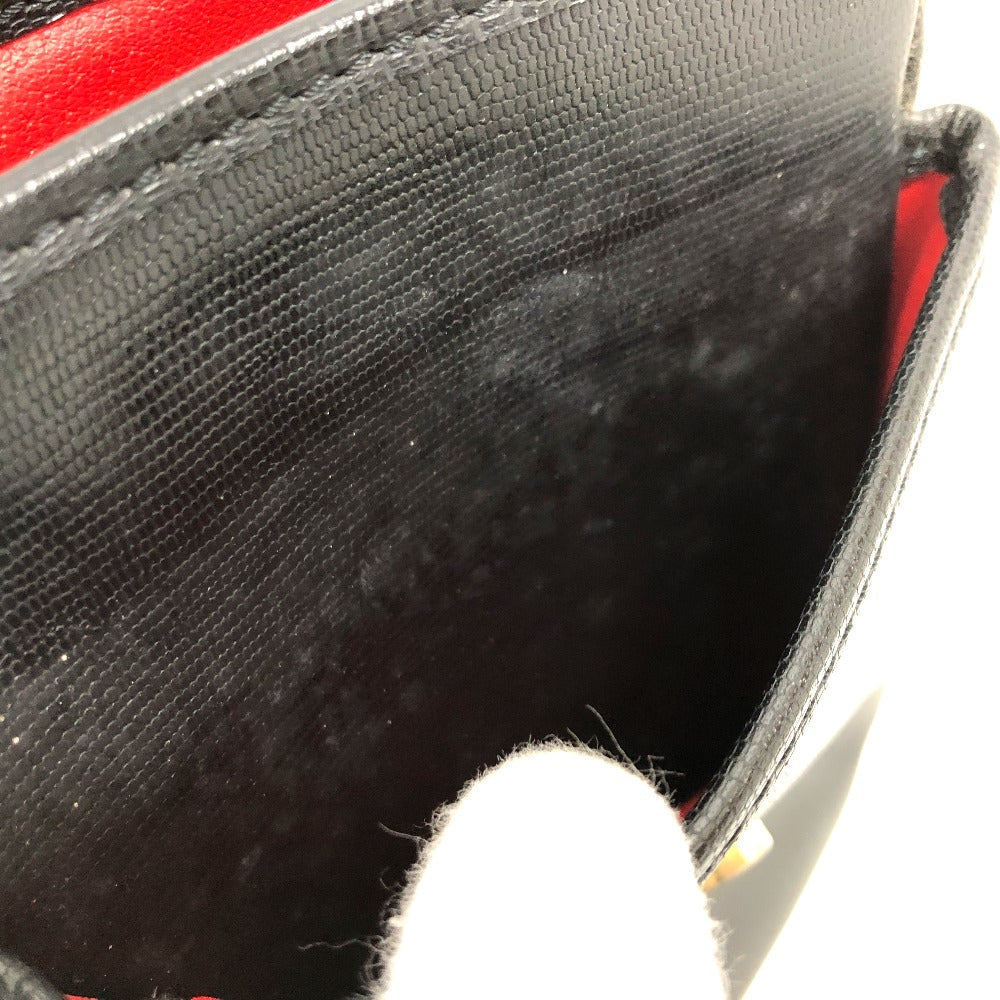 CELINE Shoulder Bag leather black Circle charm Women Used Authentic