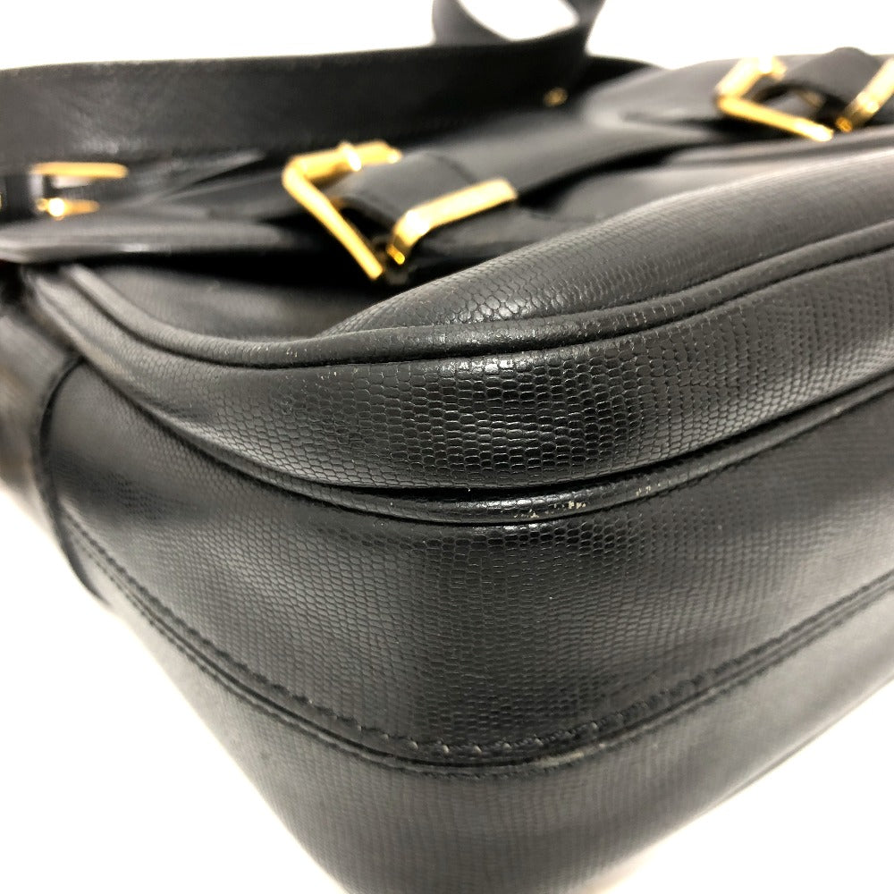 CELINE Shoulder Bag leather black Circle charm Women Used Authentic