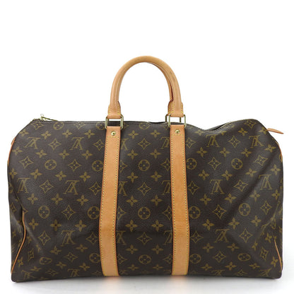 LOUIS VUITTON Boston Duffel bag M41428 Monogram, Tanned Leather Brown Keepall 45 unisex(Unisex) Used Authentic