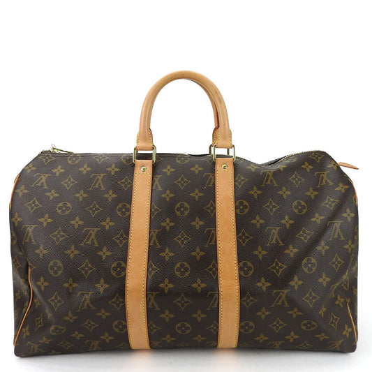 LOUIS VUITTON Boston Duffel bag M41428 Monogram, Tanned Leather Brown Keepall 45 unisex(Unisex) Used Authentic