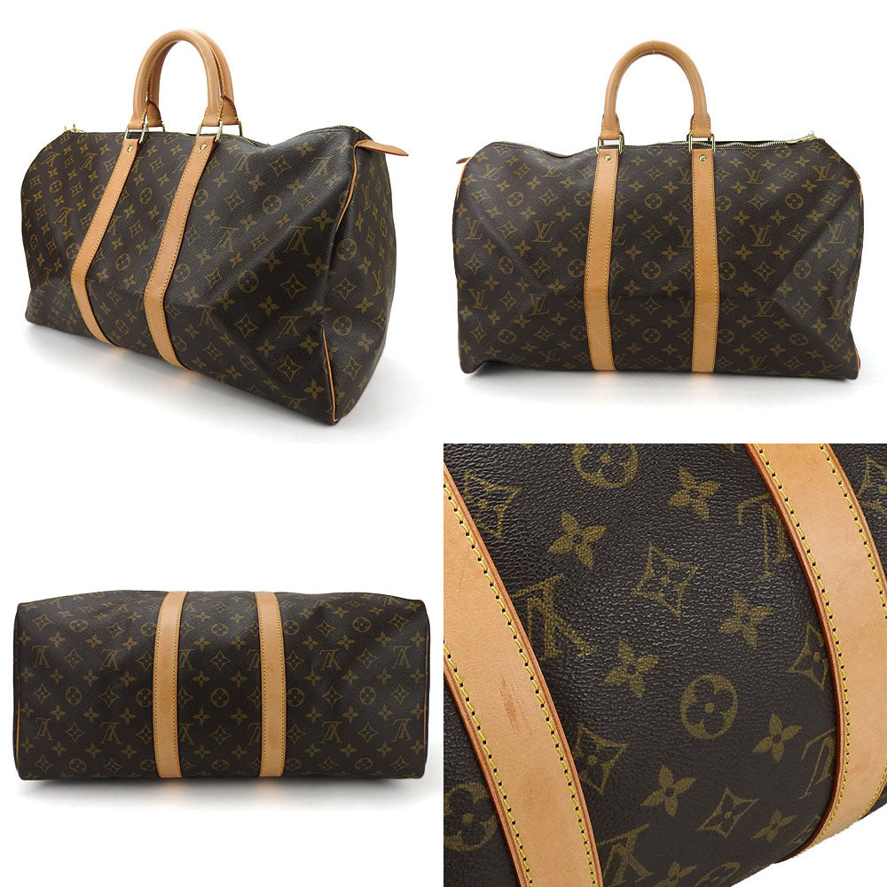 LOUIS VUITTON Boston Duffel bag M41428 Monogram, Tanned Leather Brown Keepall 45 unisex(Unisex) Used Authentic