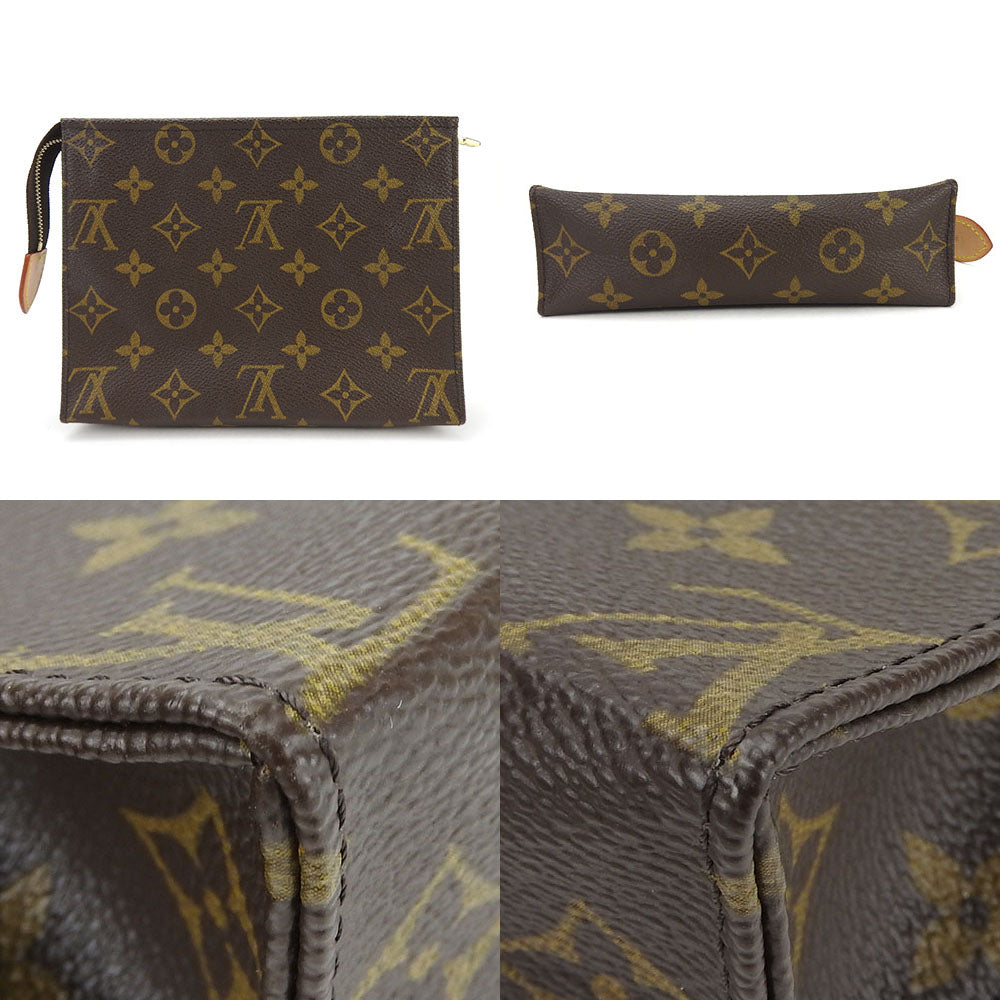 LOUIS VUITTON Pouch M47544 Monogram canvas, leather Brown posh toilette 19 Women Used Authentic