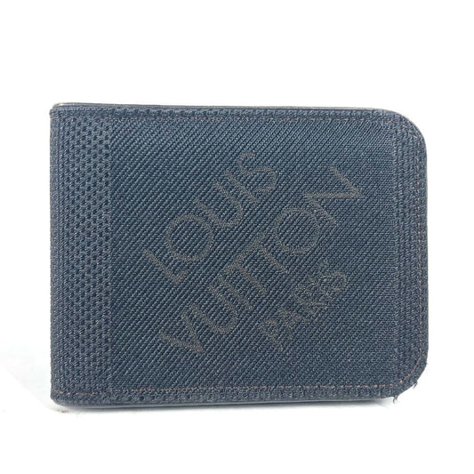 LOUIS VUITTON Folded wallet M93548 Damier Jean Canvas black Damier Jean Porte Billets 9 Carte Credit Funeral mens Used Authentic
