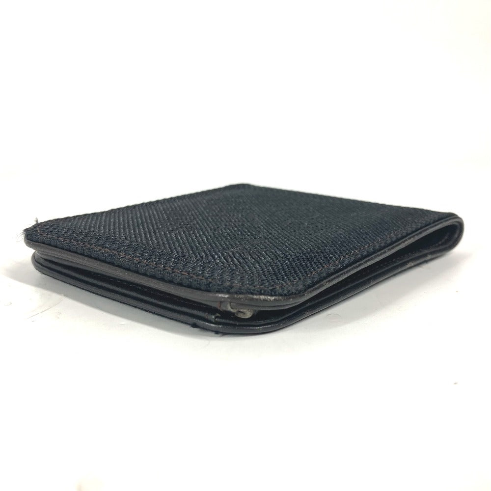LOUIS VUITTON Folded wallet M93548 Damier Jean Canvas black Damier Jean Porte Billets 9 Carte Credit Funeral mens Used Authentic