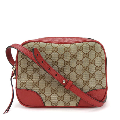 GUCCI Shoulder Bag 449413 GG canvas, leather Red Women Used Authentic