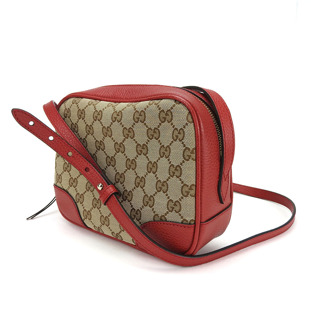 GUCCI Shoulder Bag 449413 GG canvas, leather Red Women Used Authentic