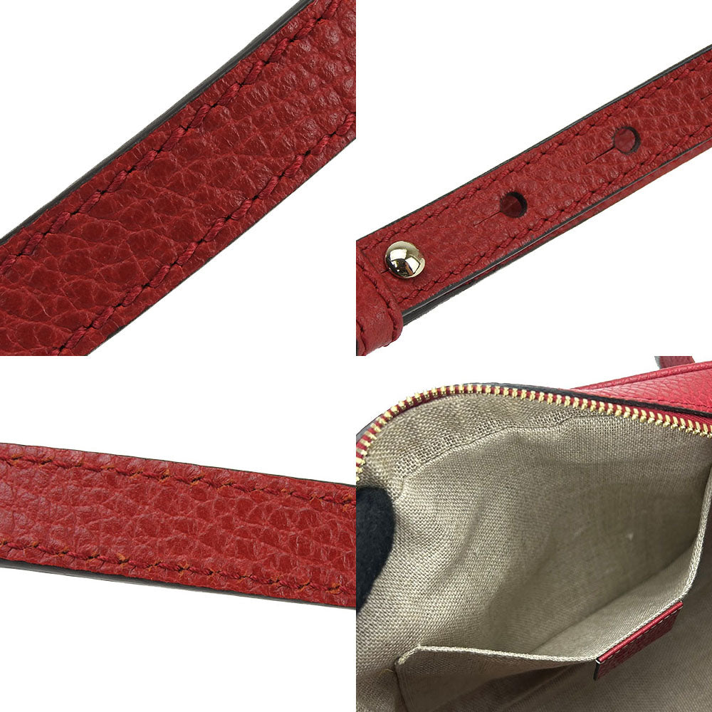 GUCCI Shoulder Bag 449413 GG canvas, leather Red Women Used Authentic