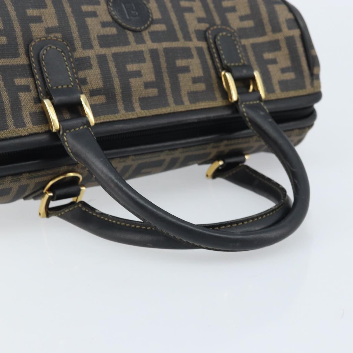 FENDI Zucca Canvas Boston Bag PVC Brown Black