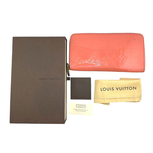 LOUIS VUITTON Long Wallet Purse M93202 Monogram Vernis Rose rich Zip Around Vernis Zippy wallet Women Used Authentic