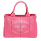PRADA Tote Bag 1BG439 denim Fusha pink 2 way bag Canapa Women Used Authentic