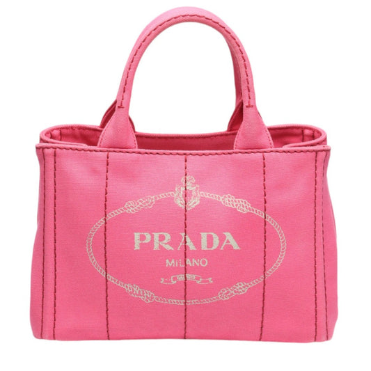 PRADA Tote Bag 1BG439 denim Fusha pink 2 way bag Canapa Women Used Authentic