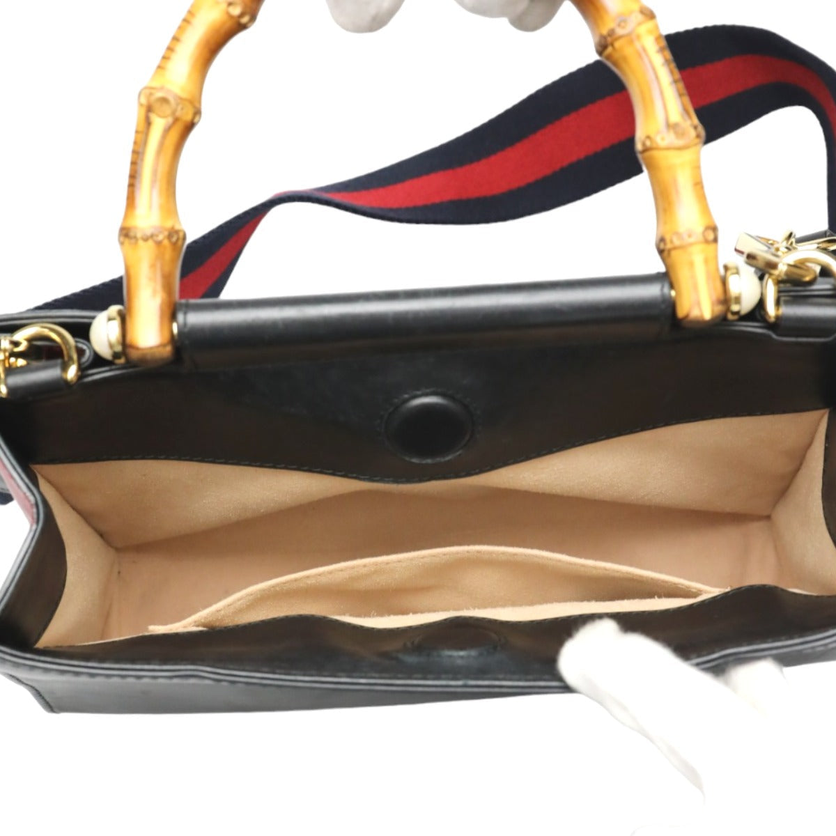 GUCCI Handbag 459076 leather black Bamboo leather 2 way bag Women Used Authentic