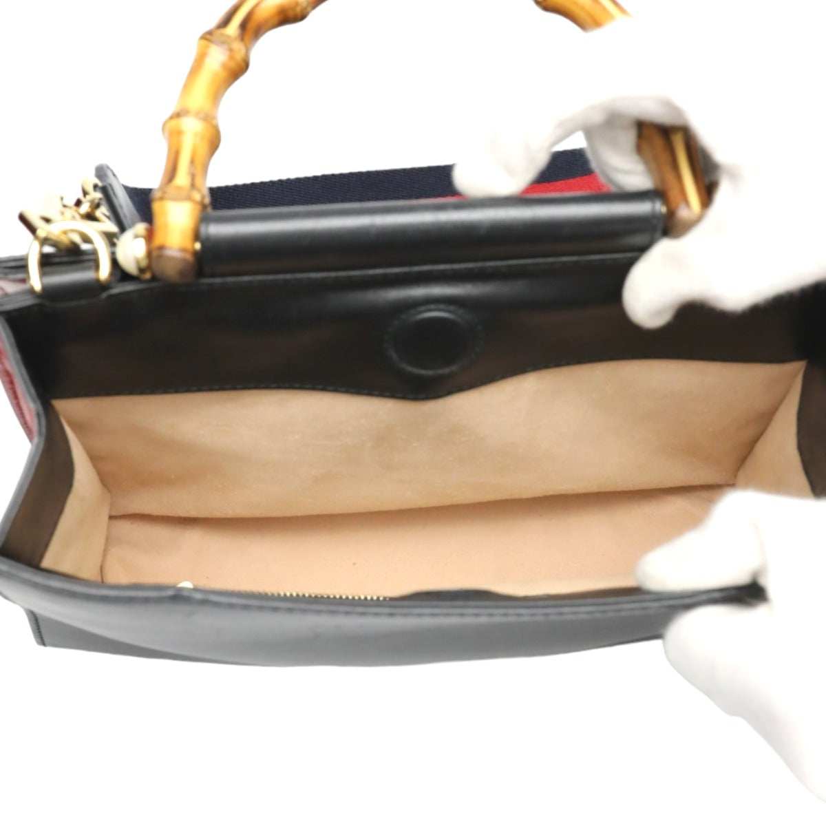 GUCCI Handbag 459076 leather black Bamboo leather 2 way bag Women Used Authentic