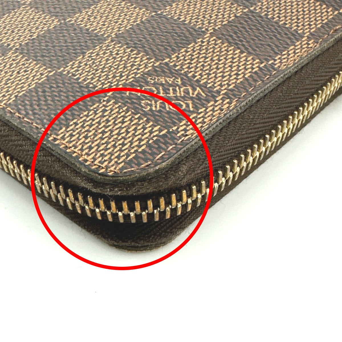 LOUIS VUITTON Long Wallet Purse N60015 Damier canvas Ebene Zip Around Damier Zippy wallet unisex(Unisex) Used Authentic