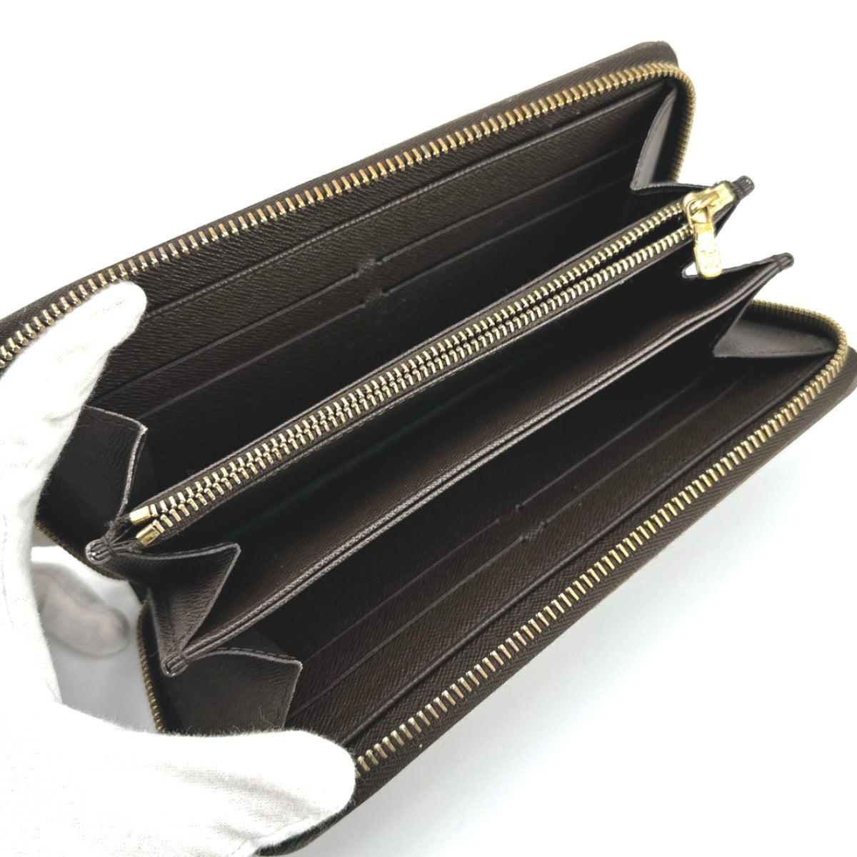 LOUIS VUITTON Long Wallet Purse N60015 Damier canvas Ebene Zip Around Damier Zippy wallet unisex(Unisex) Used Authentic