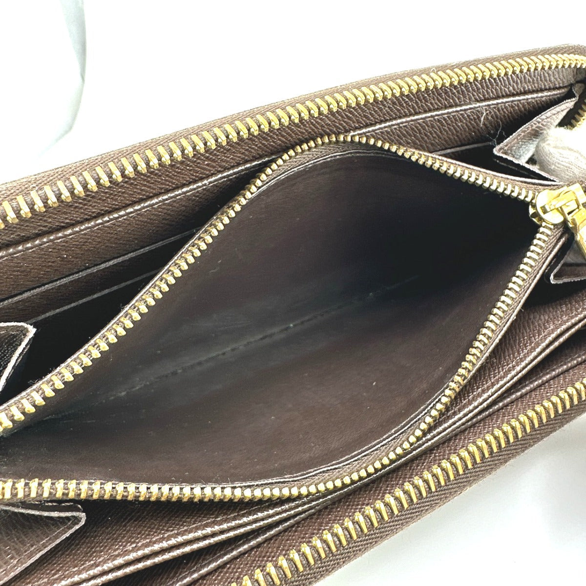 LOUIS VUITTON Long Wallet Purse N60015 Damier canvas Ebene Zip Around Damier Zippy wallet unisex(Unisex) Used Authentic
