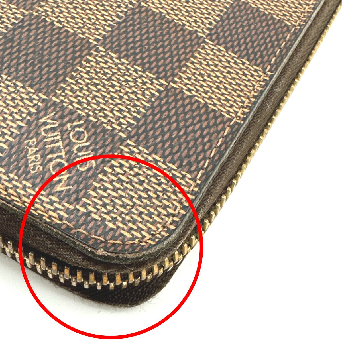LOUIS VUITTON Long Wallet Purse N60015 Damier canvas Ebene Zip Around Damier Zippy wallet unisex(Unisex) Used Authentic