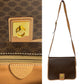 CELINE Shoulder Bag Leather, PVC Brown Macadam Blason Triomphe Pattern Women Used Authentic