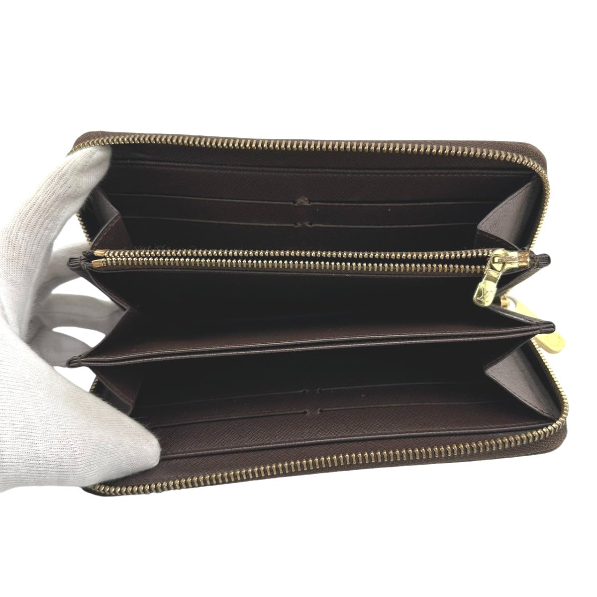 LOUIS VUITTON Long Wallet Purse N60015 Damier canvas Ebene Damier Zip Around