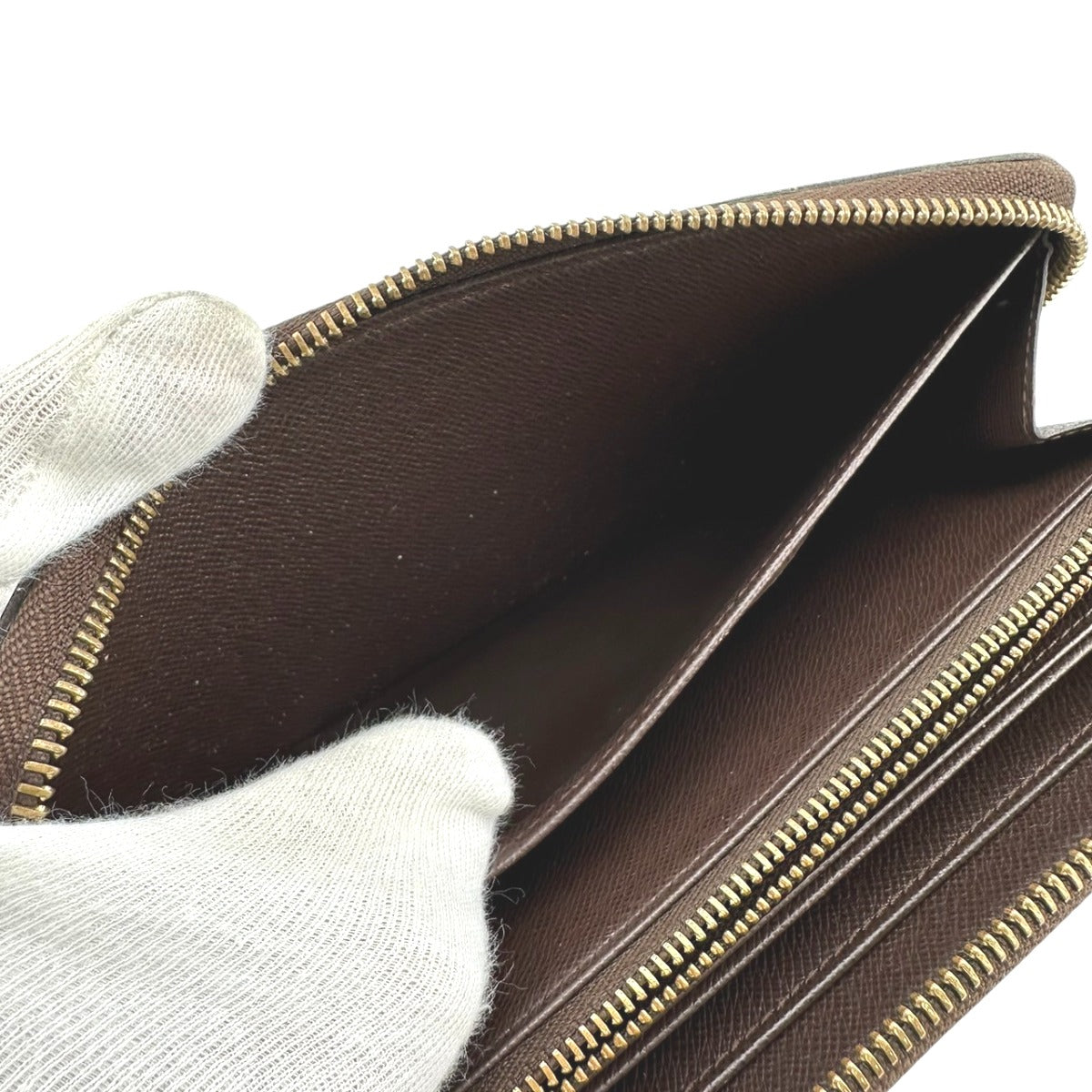 LOUIS VUITTON Long Wallet Purse N60015 Damier canvas Ebene Damier Zip Around