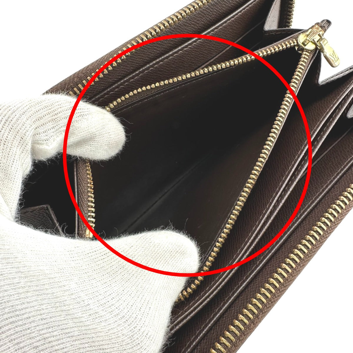 LOUIS VUITTON Long Wallet Purse N60015 Damier canvas Ebene Damier Zip Around
