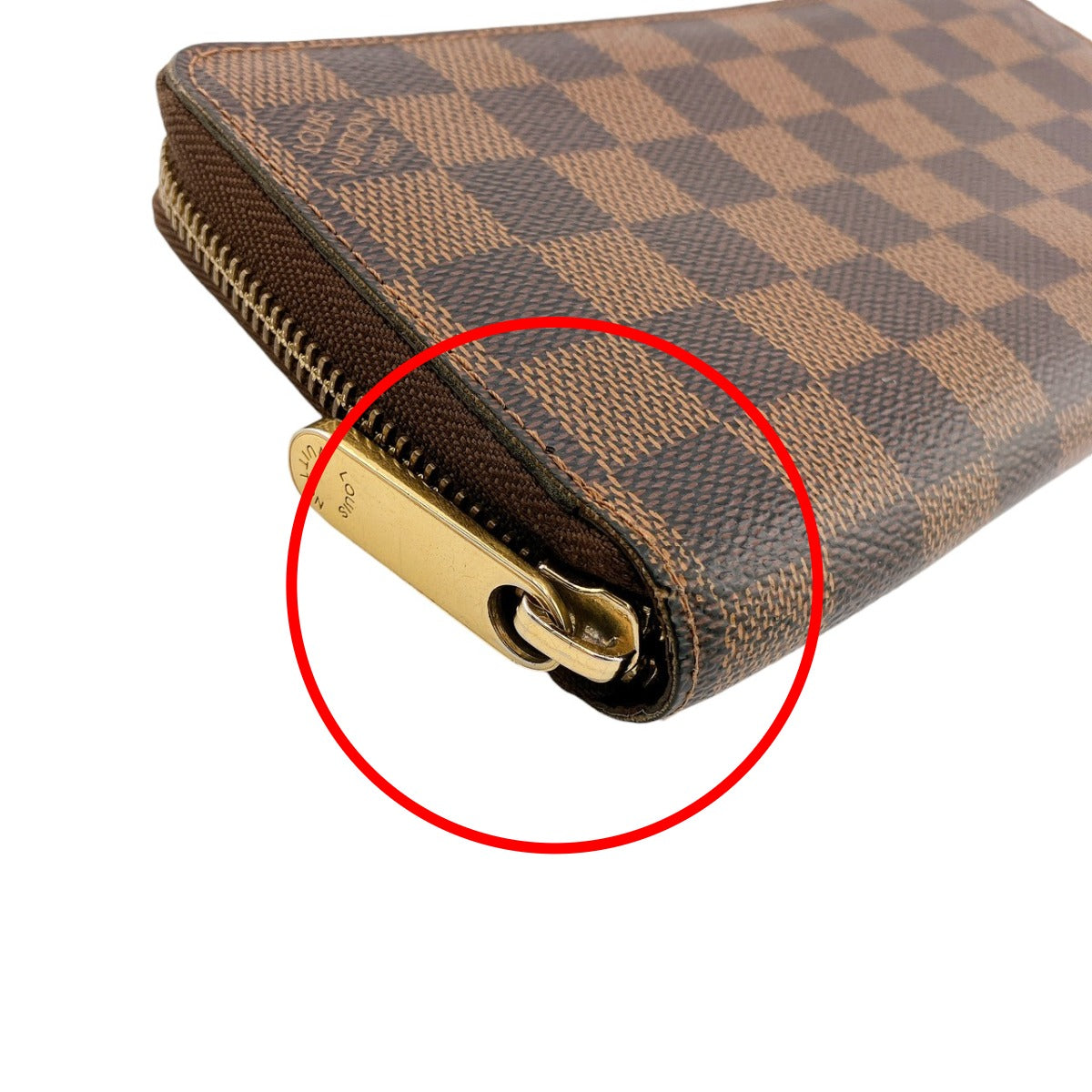 LOUIS VUITTON Long Wallet Purse N60015 Damier canvas Ebene Damier Zip Around