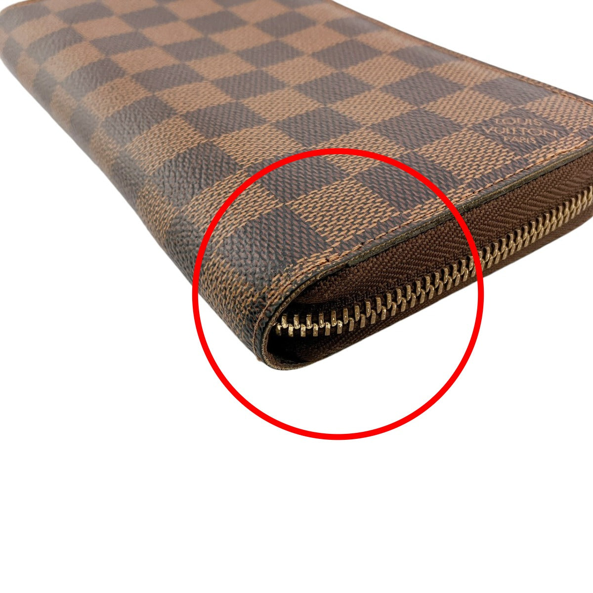 LOUIS VUITTON Long Wallet Purse N60015 Damier canvas Ebene Damier Zip Around