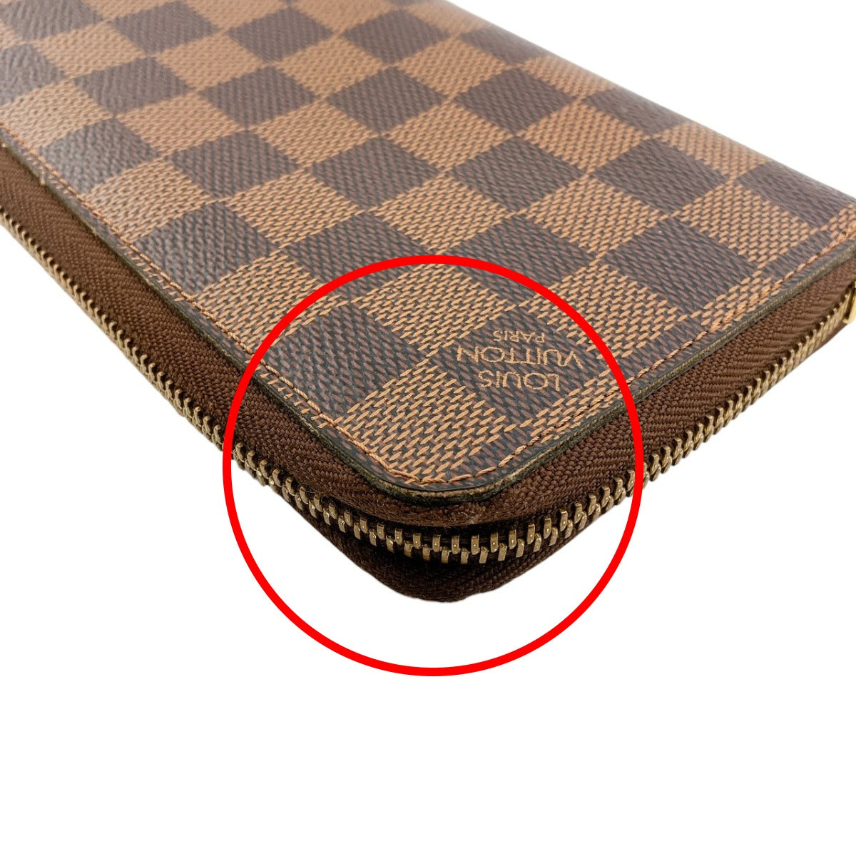 LOUIS VUITTON Long Wallet Purse N60015 Damier canvas Ebene Damier Zip Around